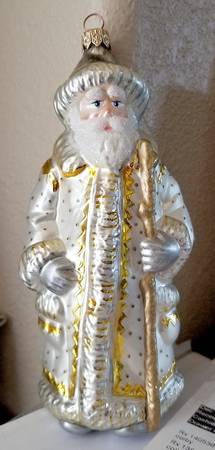 Kurt Adler Christmas Ornament Elegant Santa-Silver - Boxed