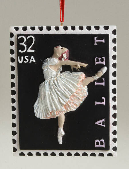 Kurt Adler Christmas Ornament Postage Stamp-Ballet - Boxed