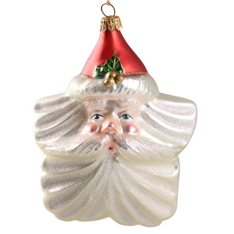 Kurt Adler Christmas Ornament Star Santa - Red - Boxed