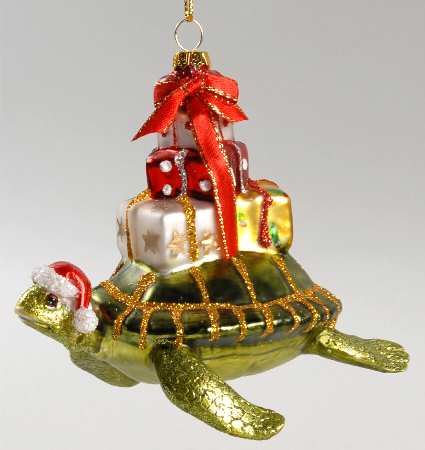Kurt Adler Christmas Ornament Sea Turtle With Gifts - Boxed