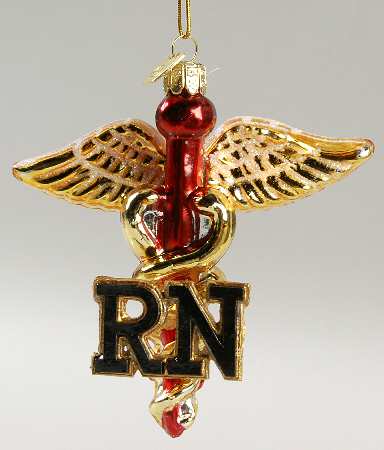 Kurt Adler Christmas Ornament Noble Gems Gls Nurse Cadeuceus - Boxed