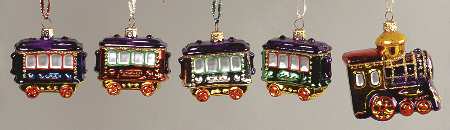 Kurt Adler Christmas Ornament Train Ornament-Set Of 5 Boxed - Boxed