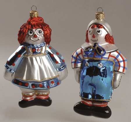 Kurt Adler Christmas Ornament Raggedy Ann & Andy - With Box