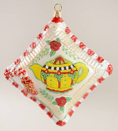 Kurt Adler Christmas Ornament M.E.Teapot Pillows - Boxed