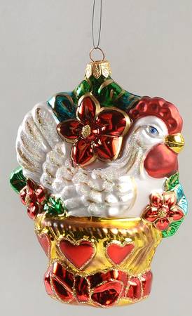 Twelve Days of Christmas-Ornament Three French Hens In A Basket - Boxed
