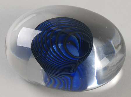 Kosta Boda Figurines Oval Paperweight With Blue Center - Boxed