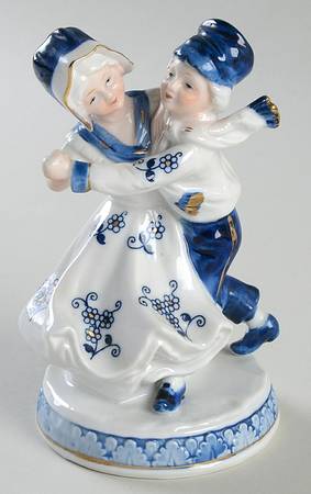 KPM Figurines Boy And Girl Dancing-Blue - No Box