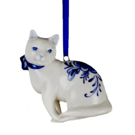 China & Lace - Delft Blue Cat Sitting - No Box 53a