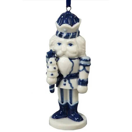 China & Lace - Delft Blue Nutckracker With Tree - No Box 52b