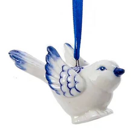China & Lace - Delft Blue Bird Flying - No Box