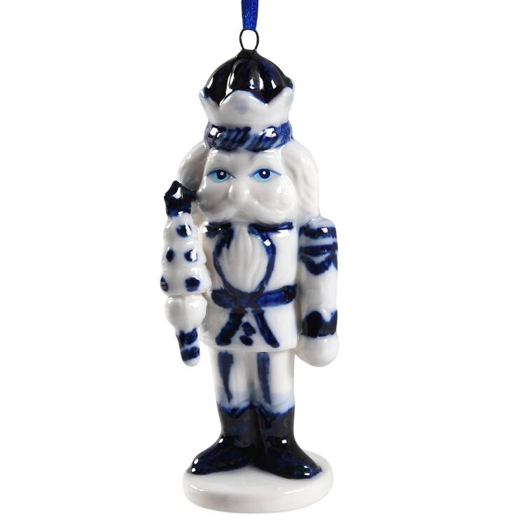 China & Lace - Delft Blue Nutckracker With Tree - No Box 52b
