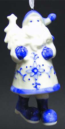 China & Lace - Delft Blue Santa With Tree - No Box