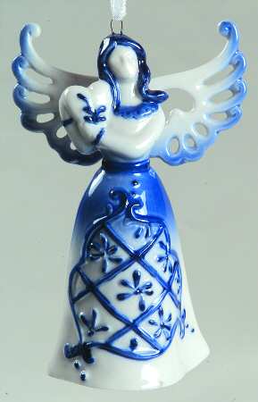 China & Lace - Delft Blue Angel With Heart - No Box