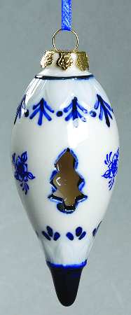 China & Lace - Delft Blue Finial Ornament - No Box