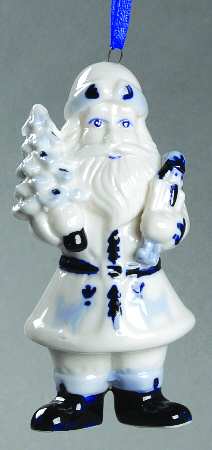 China & Lace - Delft Blue Santa With Toys - No Box