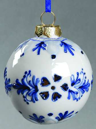 China & Lace - Delft Blue Ball Ornament - No Box