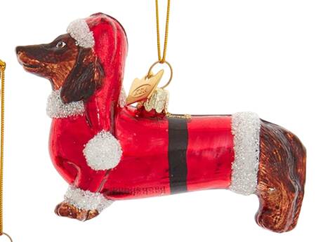 Pet Parade (Bown Glass) Dachshund In Santa Suit-Brown - No Box