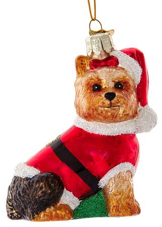 Pet Parade (Bown Glass) Yorkie In Santa Suit - No Box
