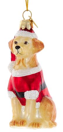 Pet Parade (Bown Glass) Yellow Lab In Santa Suit - No Box
