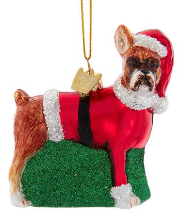 Pet Parade (Bown Glass) Boxer In Santa Suit - No Box
