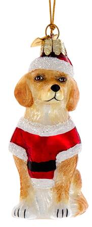 Pet Parade (Bown Glass) Golden Retreiver In Santa Suit - No Box