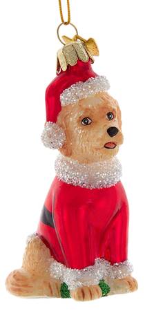 Pet Parade (Bown Glass) Golden Doodle In Santa Suit - No Box