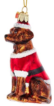 Pet Parade (Bown Glass) Chocolate Lab In Santa Suit - No Box