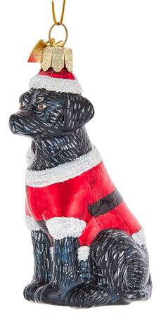 Pet Parade (Bown Glass) Black Lab In Santa Suit - No Box