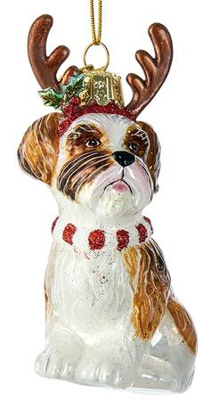 Pet Parade (Bown Glass) Shih Tzu With Antlers-Brown - No Box
