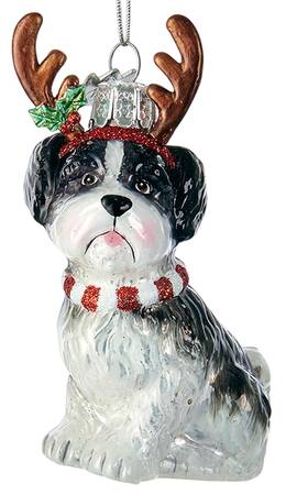 Pet Parade (Bown Glass) Shih Tsu With Antlers-Gray - No Box