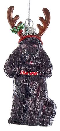 Pet Parade (Bown Glass) Poodle With Antlers-Black - No Box