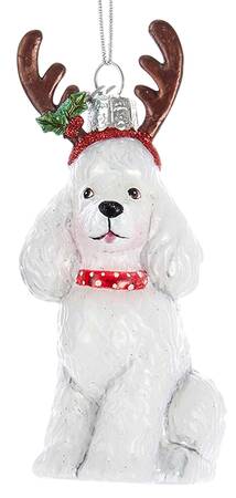 Pet Parade (Bown Glass) Poodle With Antlers-White - No Box