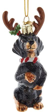 Pet Parade (Bown Glass) Dachshund With Antlers-Black & Tan - No Box