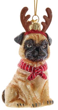 Pet Parade (Bown Glass) Pug With Antlers - No Box