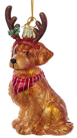 Pet Parade (Bown Glass) Golden Retriever With Antlers - No Box