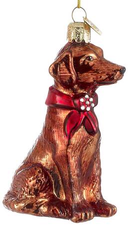 Pet Parade (Bown Glass) Chocolate Lab With Scarf - No Box