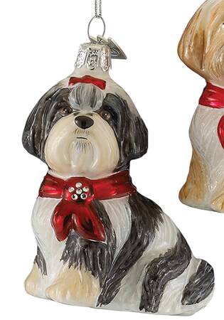 Pet Parade (Bown Glass) Shih Tzu With Scarf-Black & White - No Box