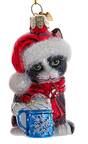 Pet Parade (Bown Glass) Kitten With Hot Cocoa-Black & White - No Box