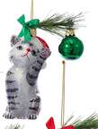 Pet Parade (Bown Glass) Cat With Ornament-Gray Tabby - No Box 166a