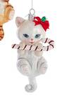 Pet Parade (Bown Glass) Cat With Candy Cane-White - No Box