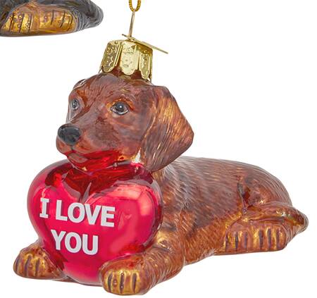 Pet Parade (Bown Glass) Tan Dachshund With Heart - No Box