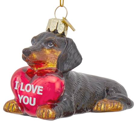 Pet Parade (Bown Glass) Black & Tan Dachshund W/ Heart - No Box