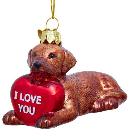 Pet Parade (Bown Glass) Chocolate Lab With Heart - No Box
