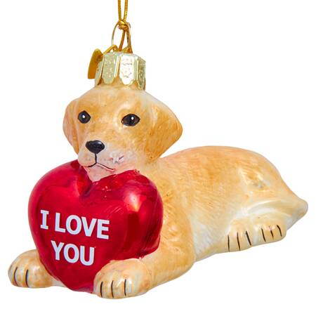 Pet Parade (Bown Glass) Yellow Lab With Heart - No Box