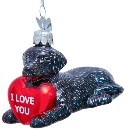 Pet Parade (Bown Glass) Black Lab With Heart - No Box