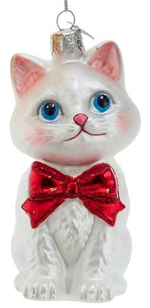 Pet Parade (Bown Glass) White Cat With Red Bow - No Box