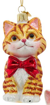 Pet Parade (Bown Glass) Orange Tabby With Red Bow - No Box