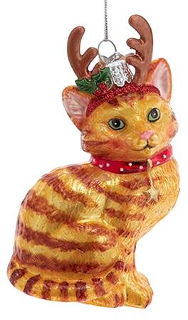 Pet Parade (Bown Glass) Orange Tabby With Antlers - No Box