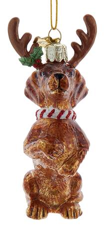 Pet Parade (Bown Glass) Dachshund With Antlers-Brown - No Box