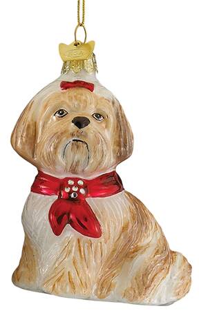 Pet Parade (Bown Glass) Shih Tzu With Scarf-Brown & White - No Box 111a